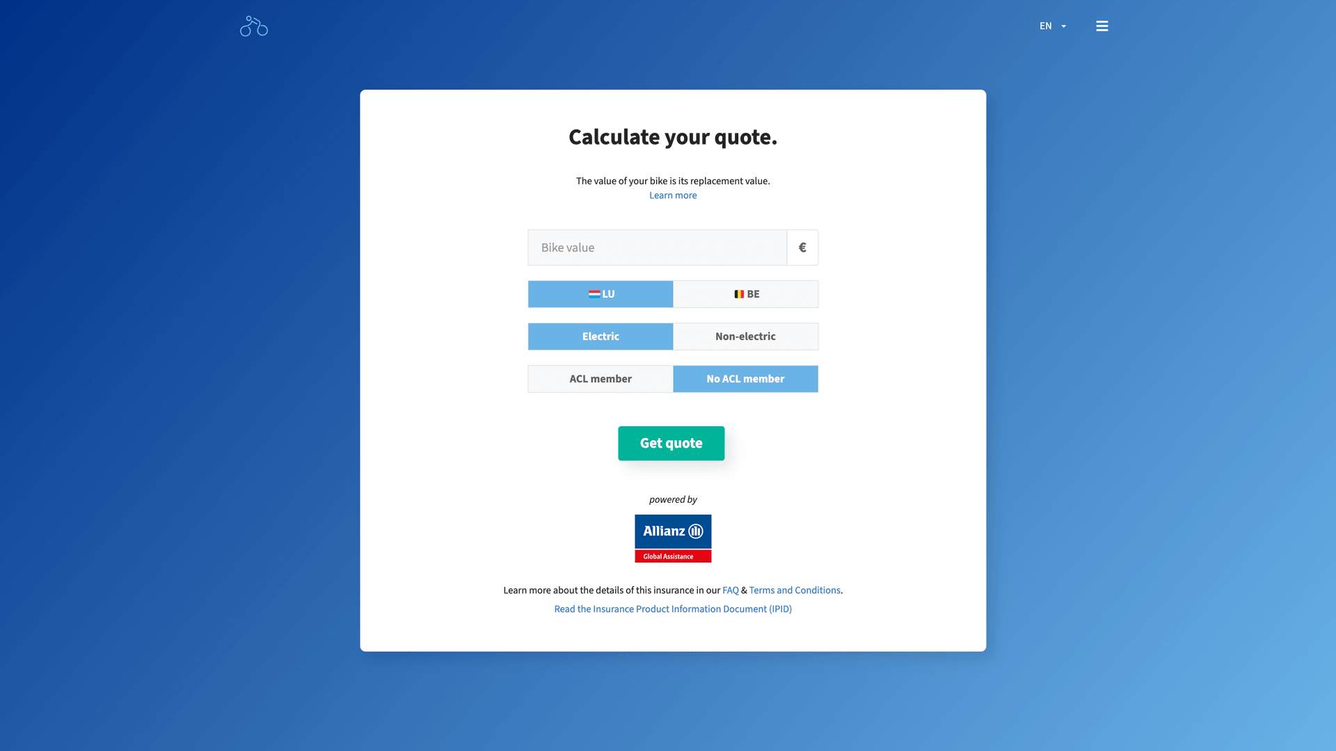 BikeInsurance Screenshot