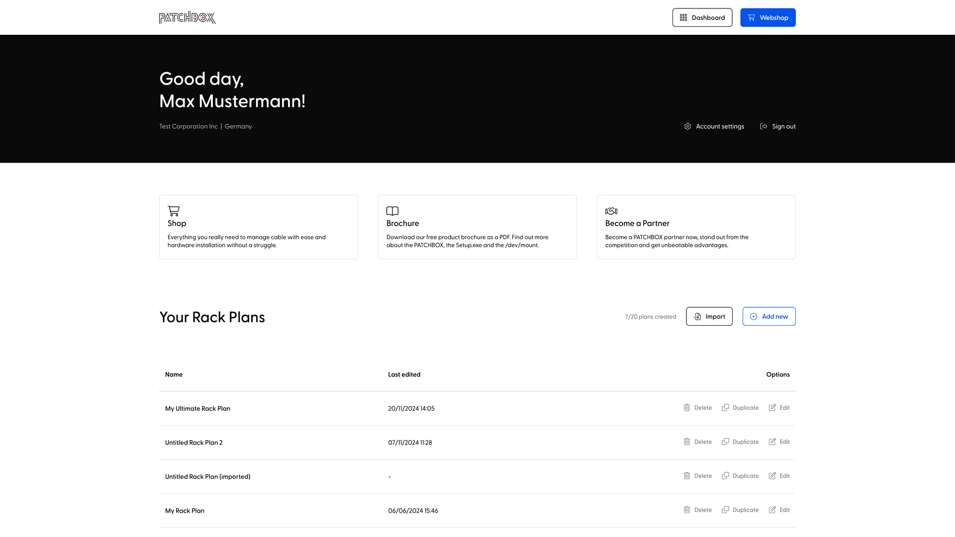 Patchbox Rack-Planner Screenshot